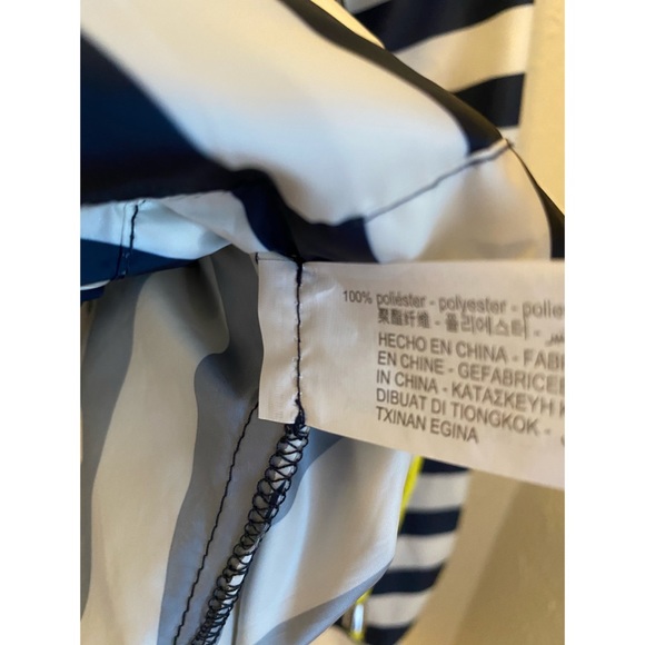 Zara Navy Blue White Striped Hooded Raincoat Jacket - Picture 7 of 10